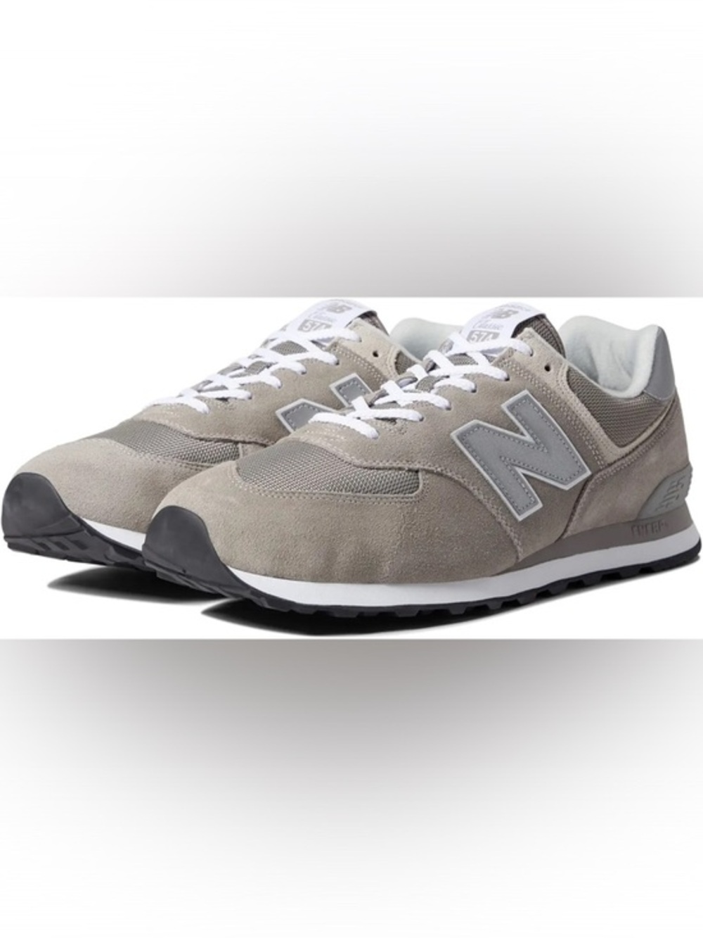 New Balance ML574 White Gray Mesh Suede Sneaker Sz 12 (Runs Small fits 11) Men